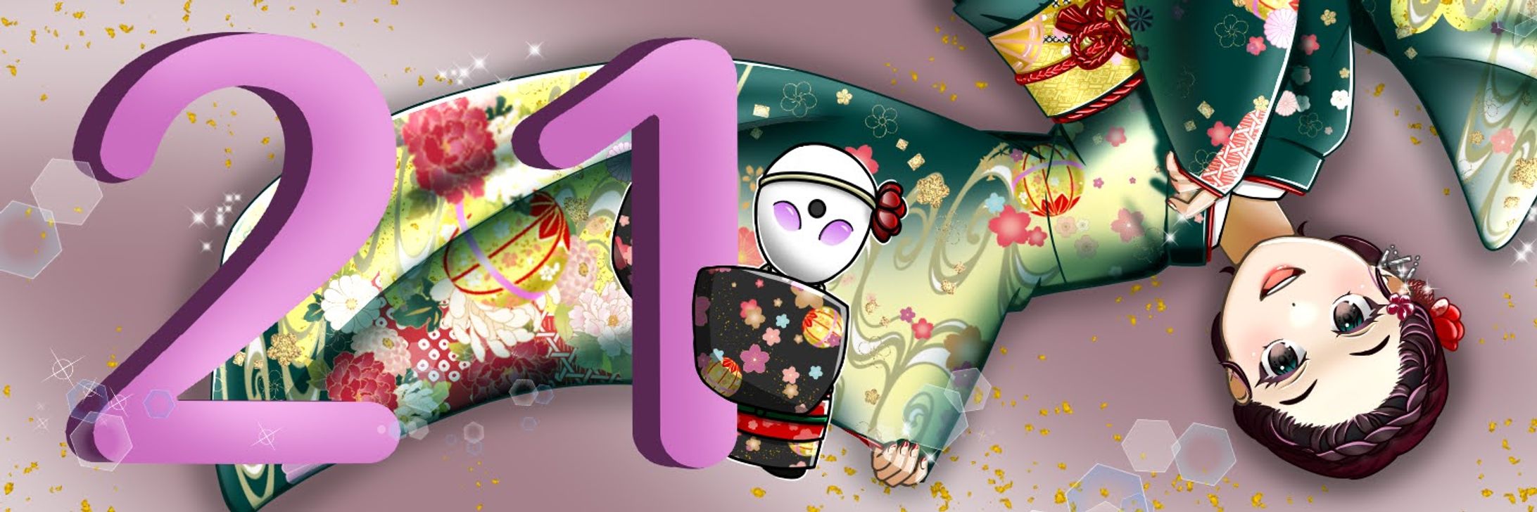 【似顔絵】振袖女性とオリヒメ-1