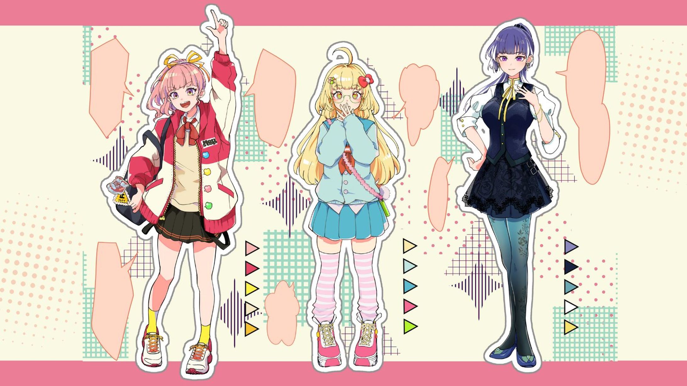 「立ち絵デザイン｜学生キャラクター3種×ポップスタイル」-1