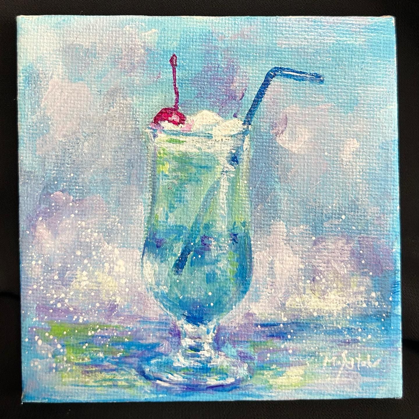 「クリームソーダ」 アクリル ミニキャンバス10cmx 10cm #アクリル画 #アクリル絵の具 #acrylicpainting #acrylic # クリームソーダ #ミニキャンバス #静物画 #ターナー #ターナー色彩 #u35 #uー35 #melonsodafloat #minicanvas  #painting #stilllife #turnercolour