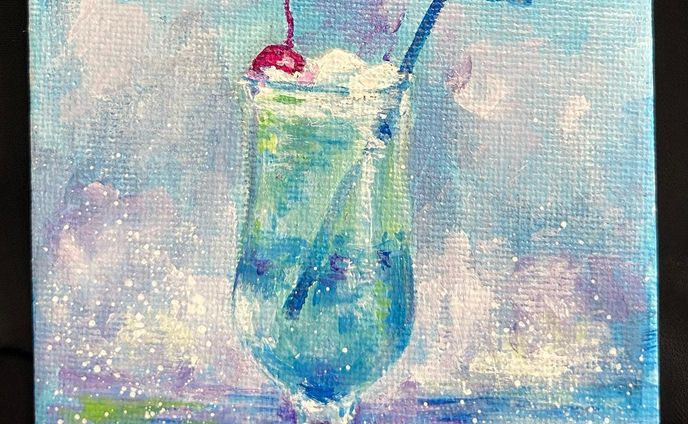 「クリームソーダ」
アクリル　ミニキャンバス10cmx 10cm

#アクリル画 #アクリル絵の具 #acrylicpainting #acrylic 
#クリームソーダ #ミニキャンバス #静物画 #ターナー #ターナー色彩  #u35 #uー35  #melonsodafloat #minicanvas #painting #stilllife #turnercolour
