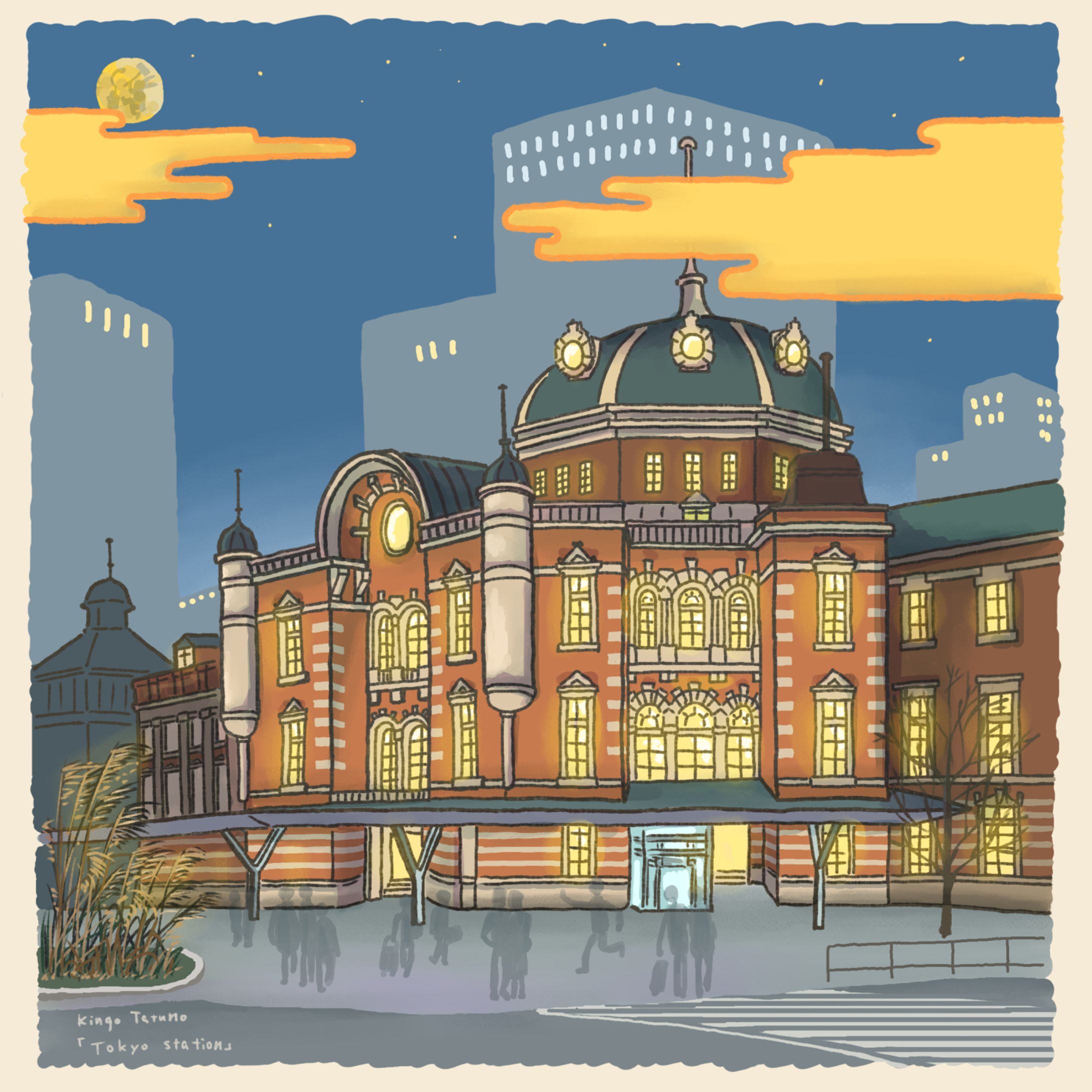 建築イラスト９月「東京駅」-1