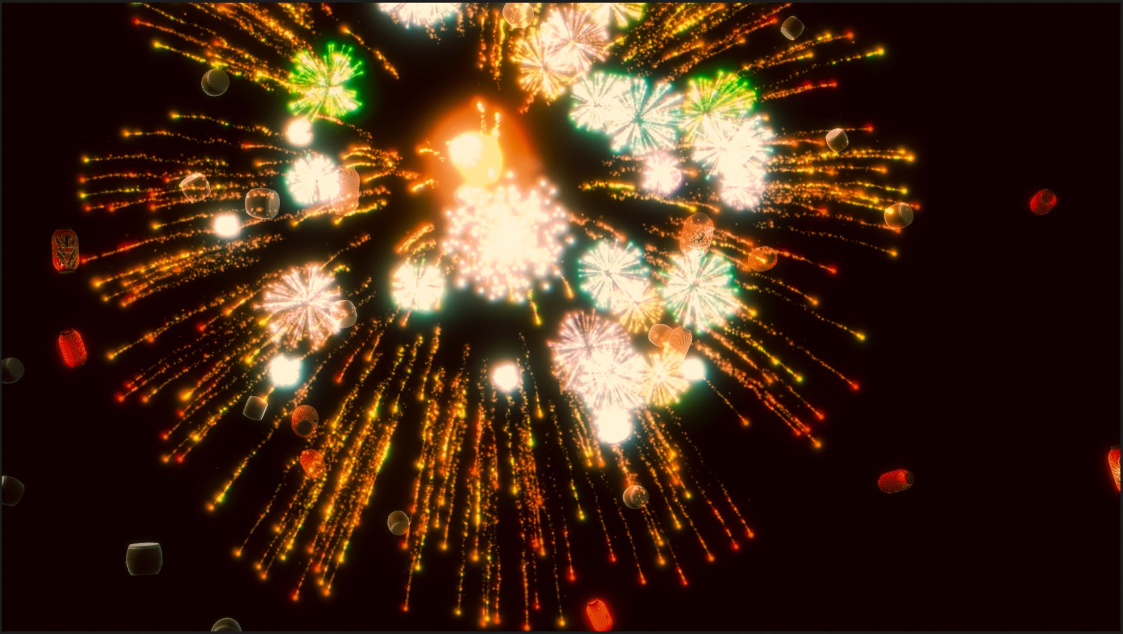 ここで一気にド派手に花火を爆発させ、祭り感を解放させた。後半の静けさへの落差とするためにとにかくド派手に複数爆発させることを意識した。