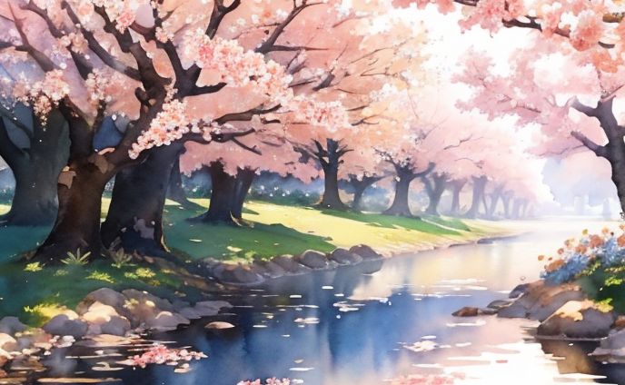 水彩画風_桜