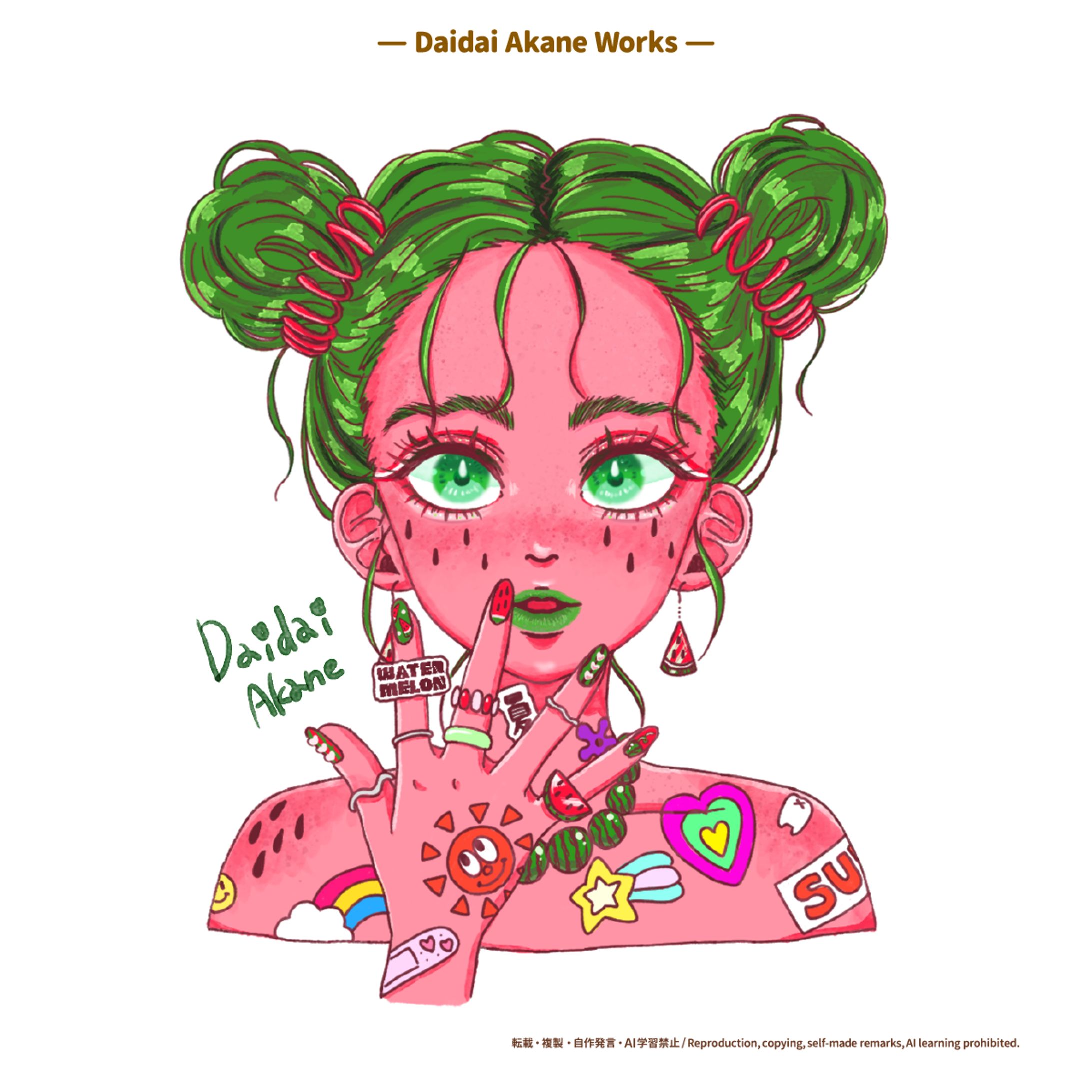 【創作イラスト】スイカの女の子-1