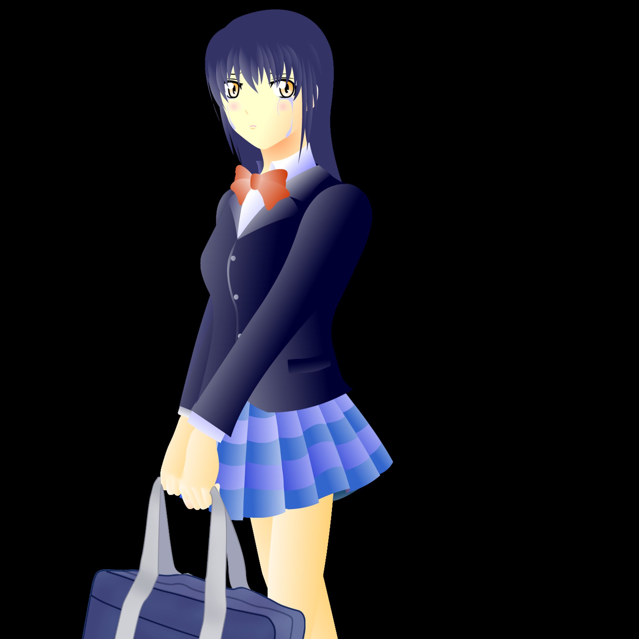 スクールバッグ少女風　立ち絵 泣き-1