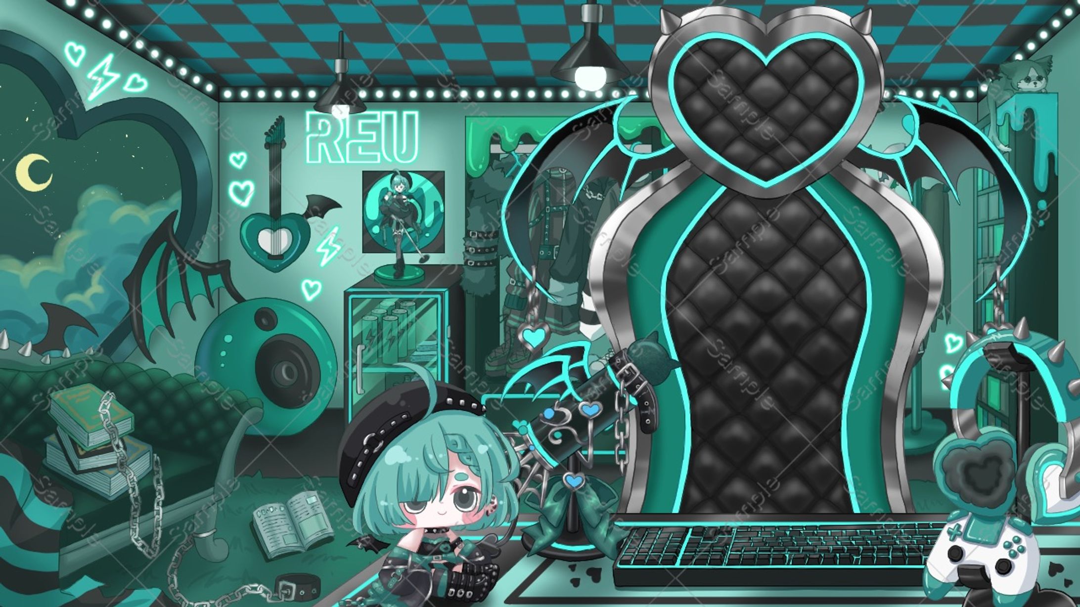 緑魔れう様 配信部屋背景-1