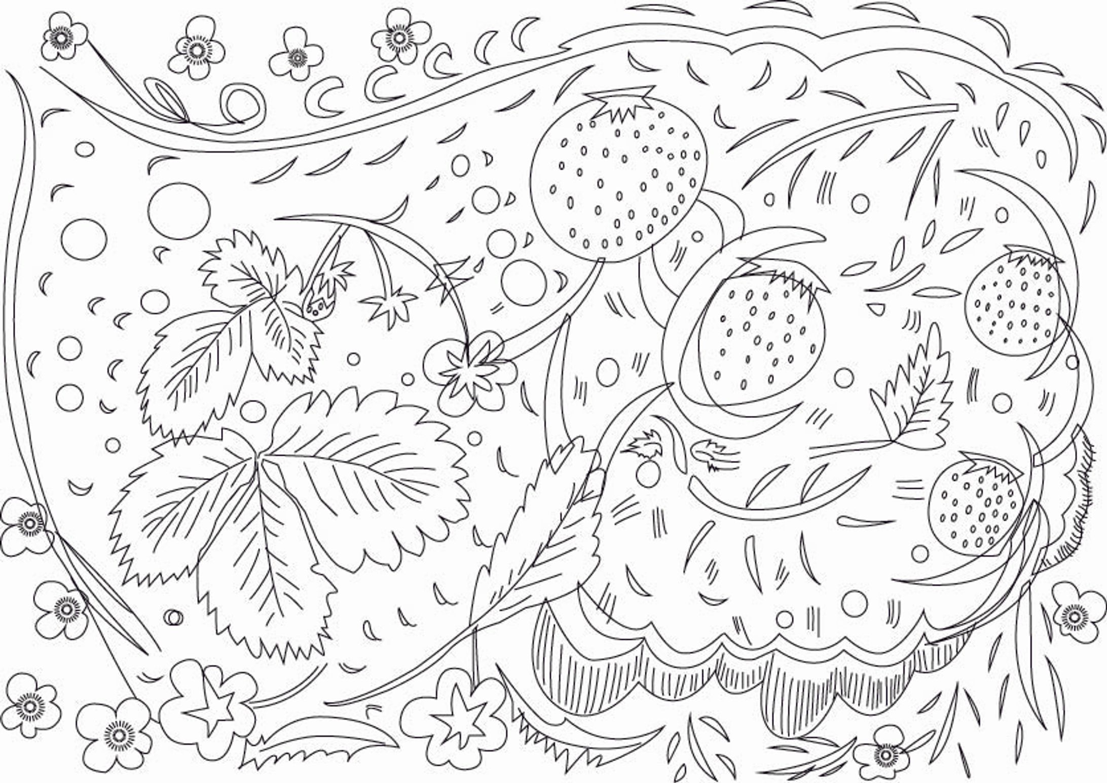 いちごの宴　線画-1