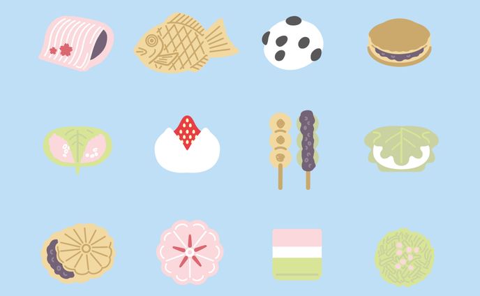 一枚イラスト、和菓子