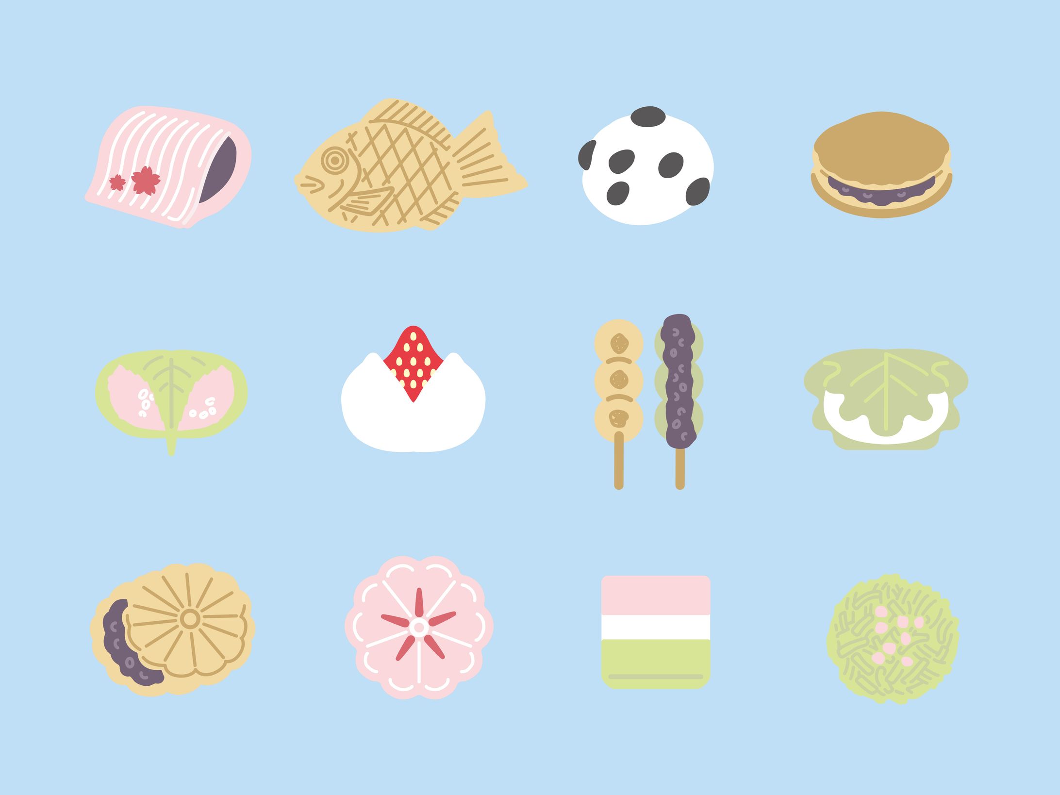 和菓子のイラストセット-1