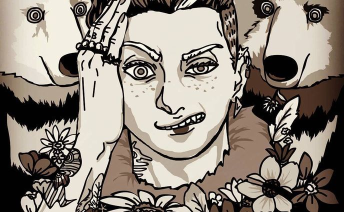 #熊
#モノクロ
#花
#イラスト
#CHEBLO