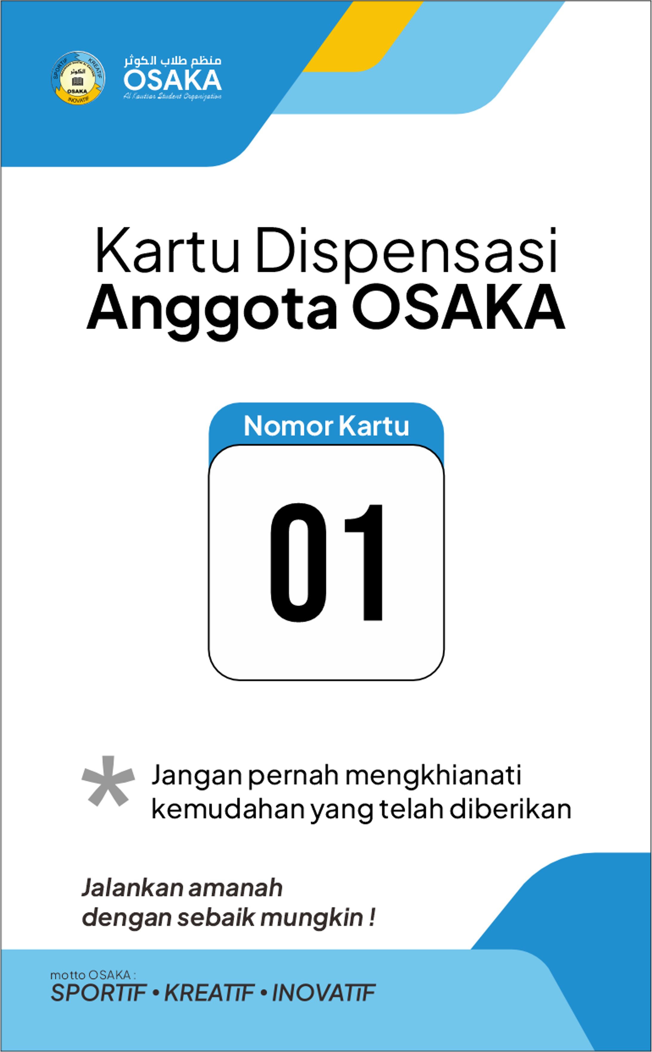 Kartu Dispensasi OSAKA-1