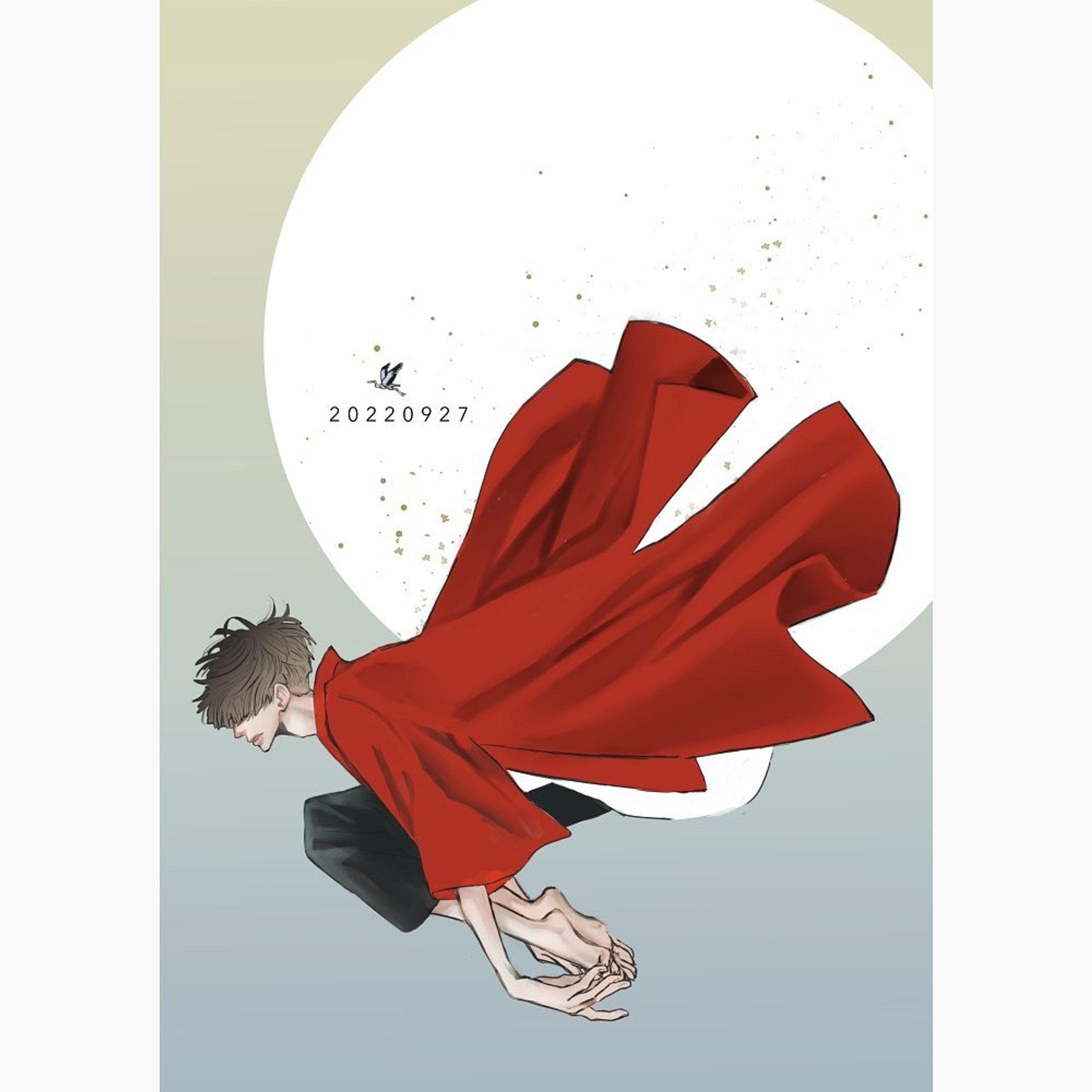 秋の月、羽織り紅葉色(もみじいろ)
、
。
道端の彼岸花に秋を感じた今日この頃です。
そろそろ金木犀かな。
などと思っています。

#絵 #イラスト #創作イラスト #漫画絵 #オリジナルイラスト #シンプル #落書き #男子 #illustration #digitalart #digitaldrawing #digitalart #originalart #doodle #boy-1