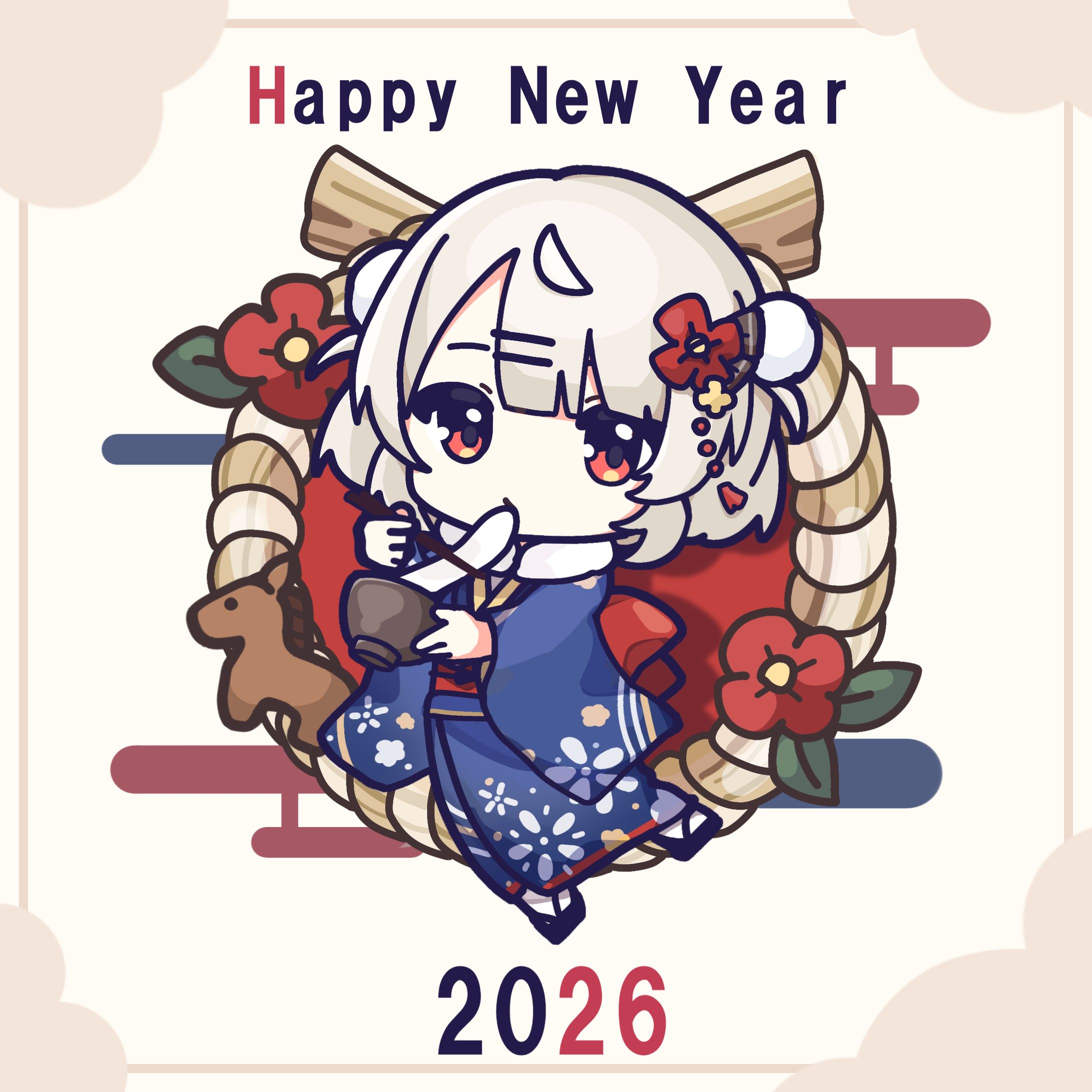 雨衣 お正月イラスト-1