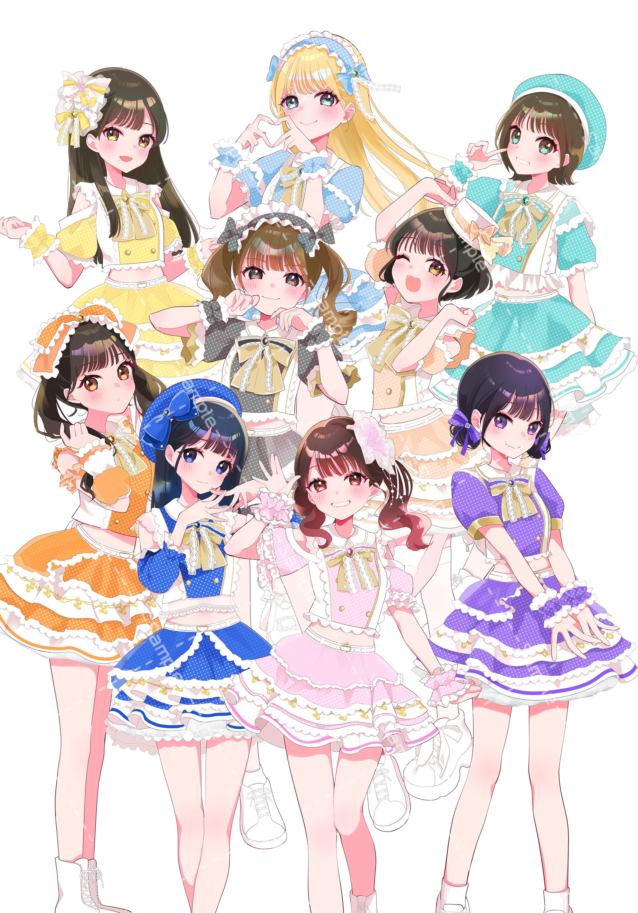 アイドルグループ「ワッツ◎さーくる」　グッズ用イラスト-1