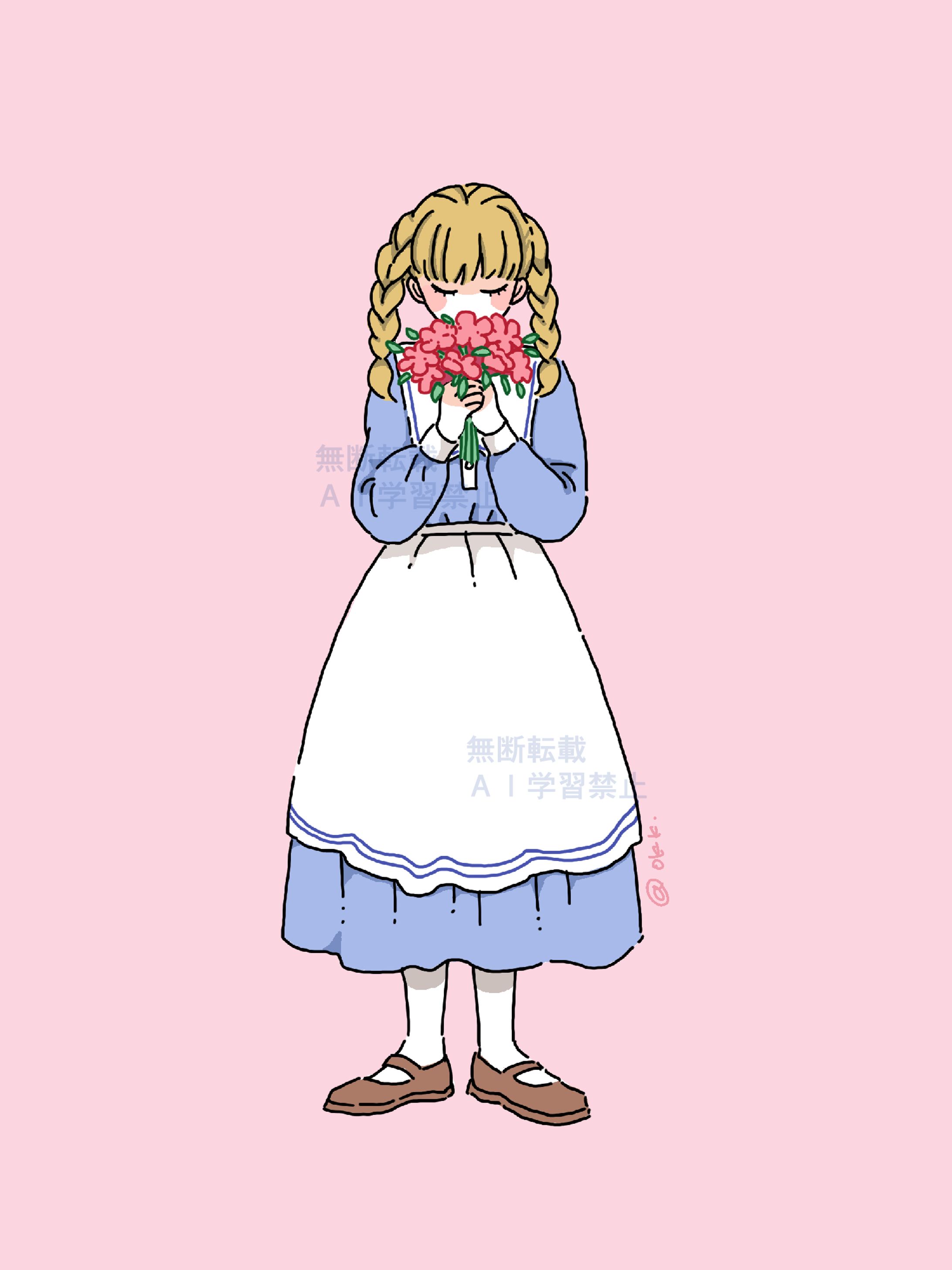 花と女の子-1