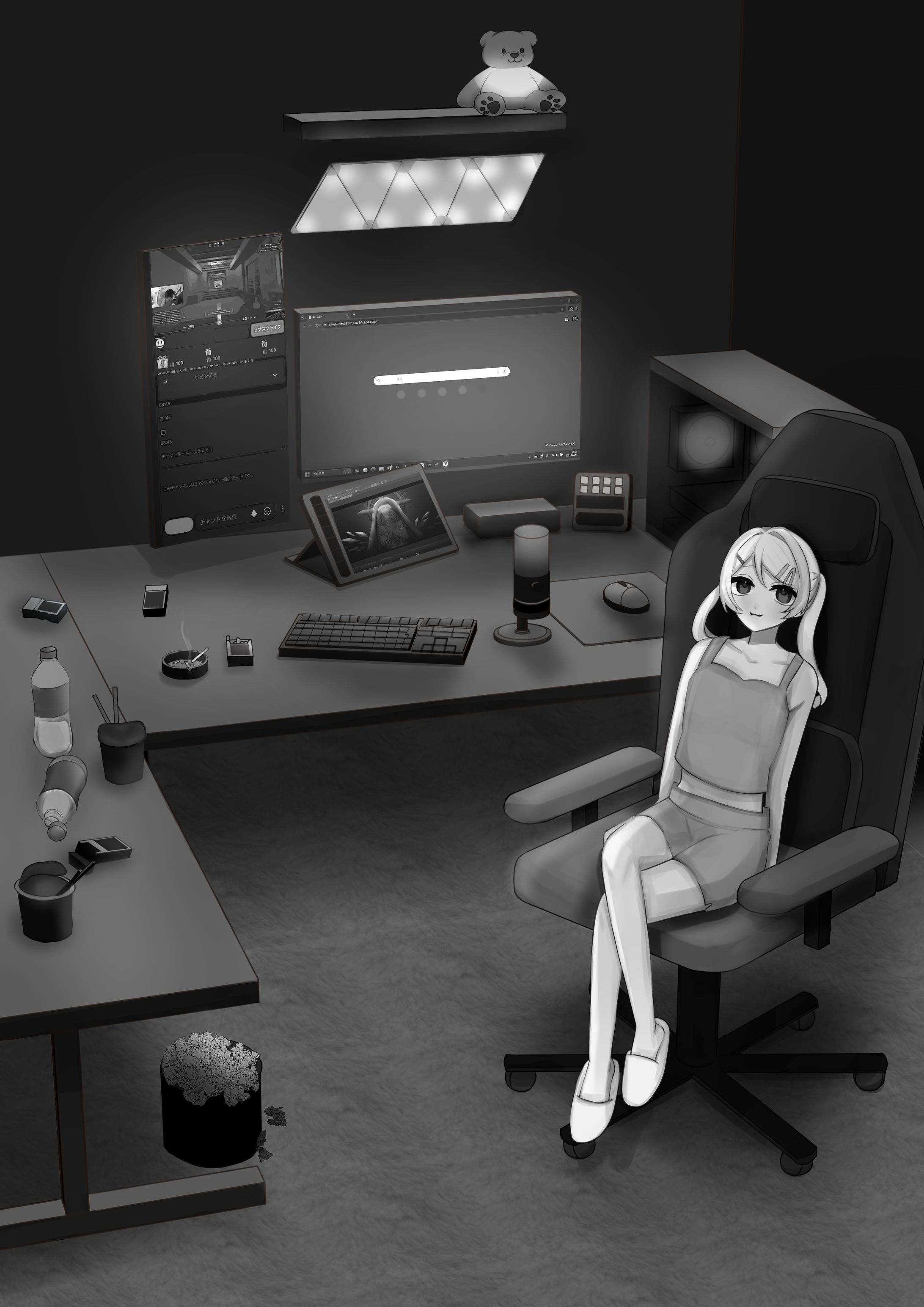 オリジナルキャラクター_3D素材活用練習_配信者の裏側-1