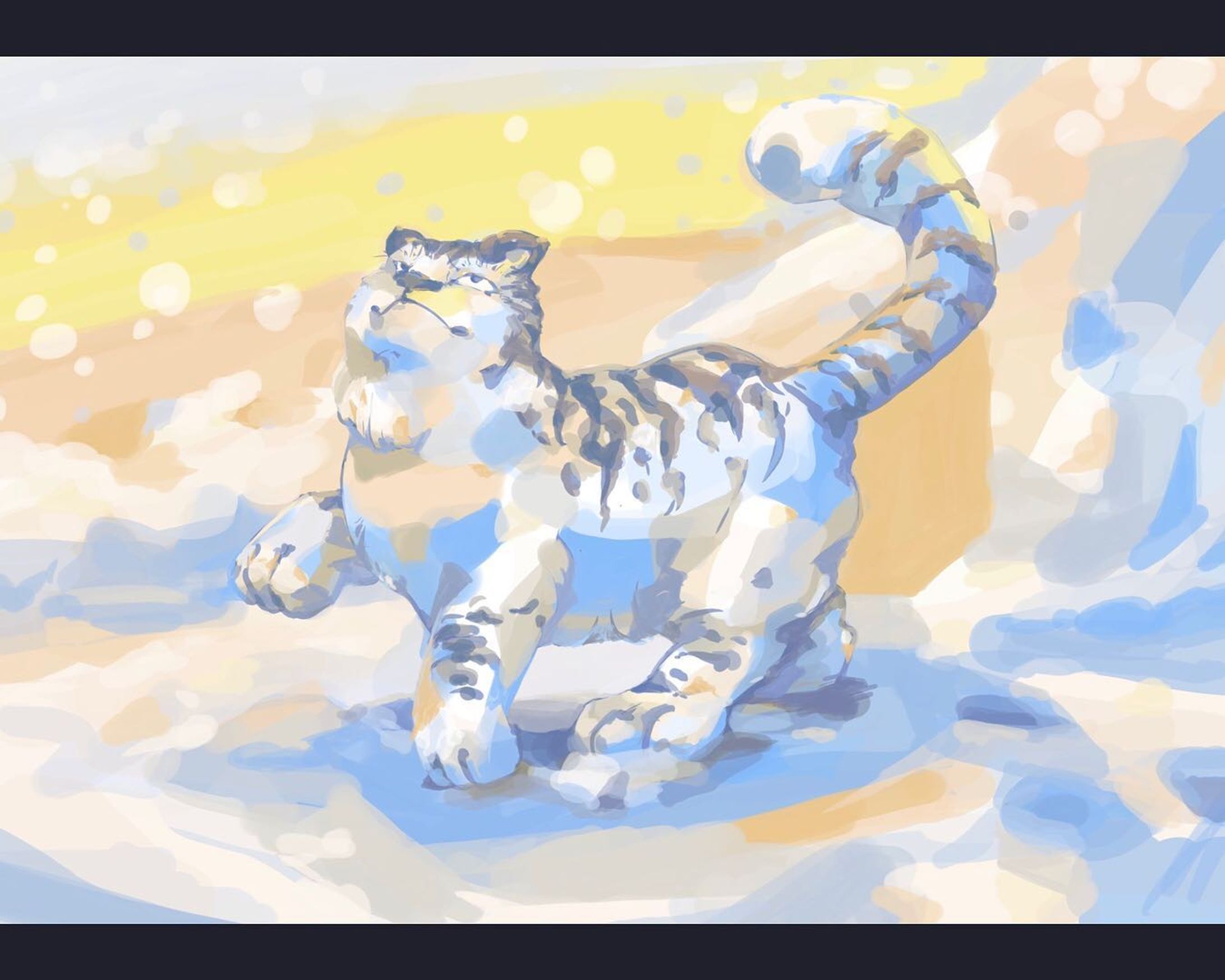 雪の日、束の間の青空。本年も宜しくお願いします。 #illustration #artwork #drawing #虎 #2022 #tiger #snow #winter #procreate #イラスト #雪 #冬 #イラストグラム #書き初め-1