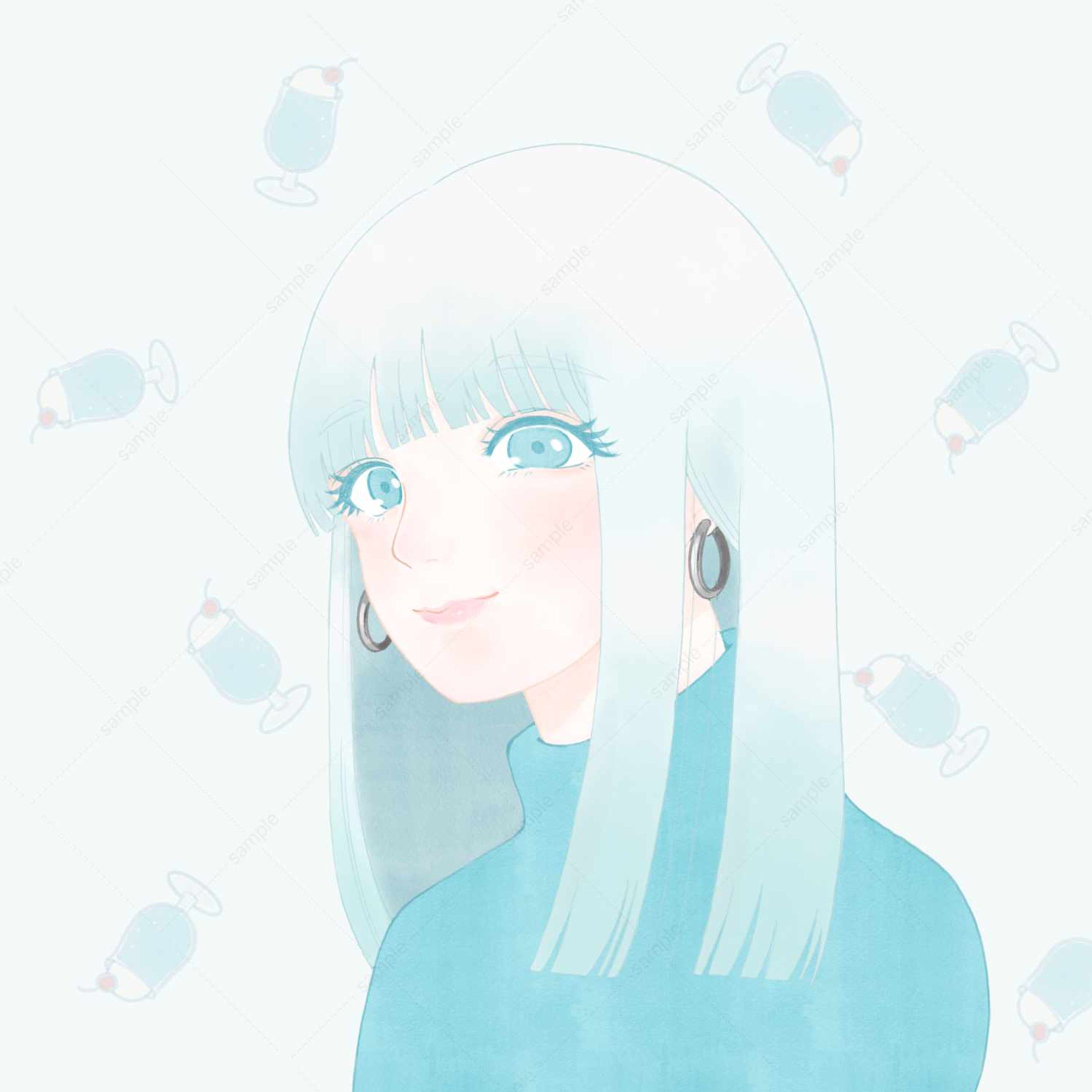 人物イラスト（ストックイラストを使用した背景）-1