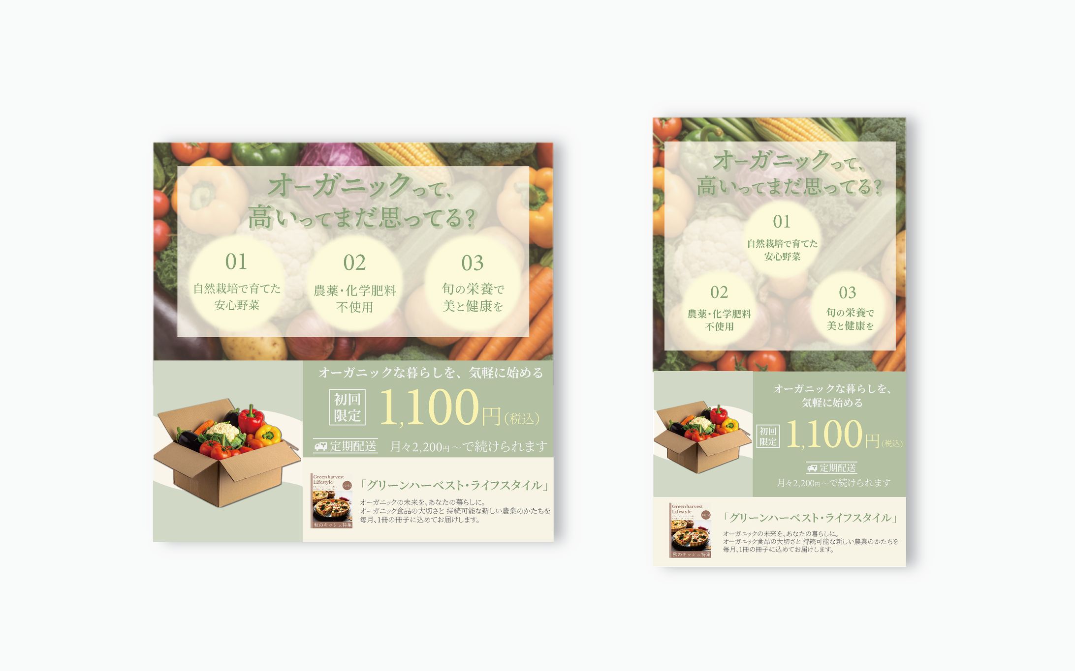 【駆け出しデザイナー応援】デザインお題 #76 バナー「オーガニック食材の定期配送」-1