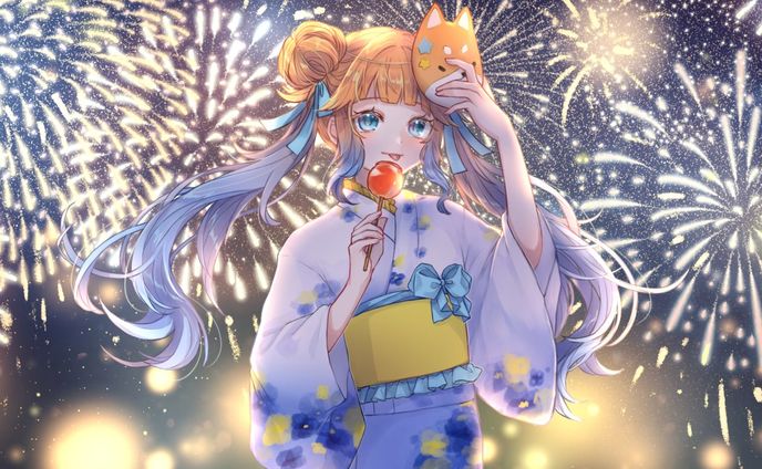 いぬみや様 夏祭りイラスト
