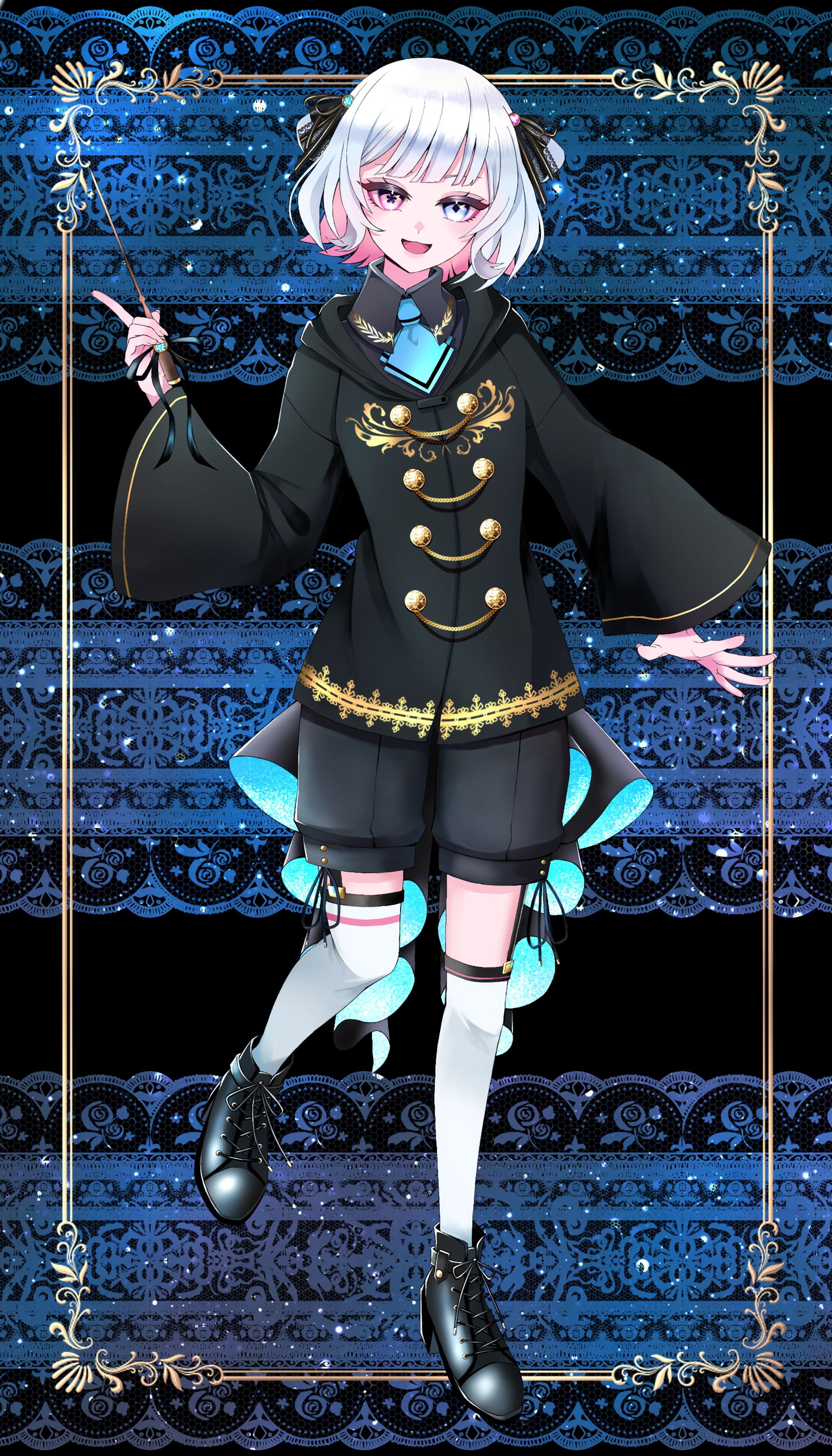 お団子の女の子の魔女っ子立ち絵制作-1