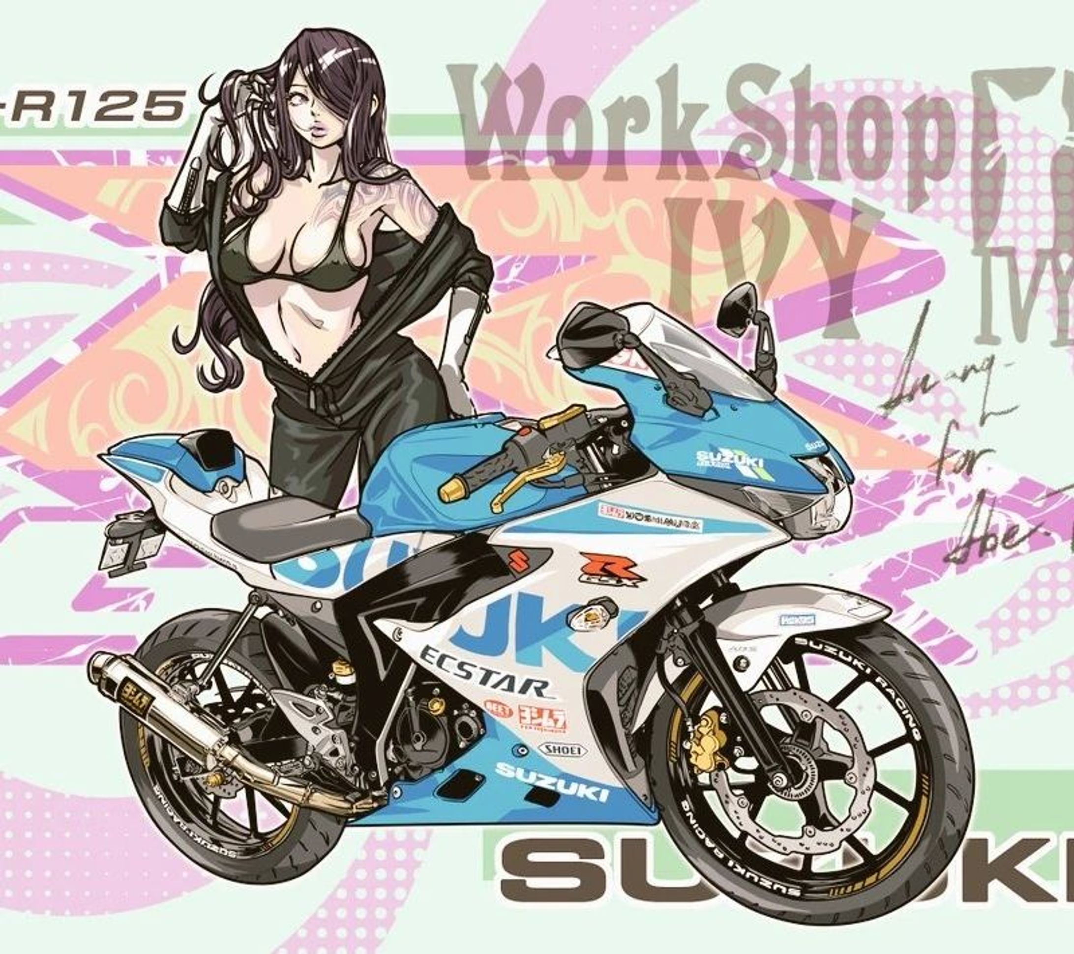 イラスト Rio GSX-R125 完成(^^)！ #illustration #girlsillustration