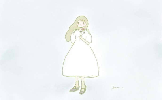 女の子、花