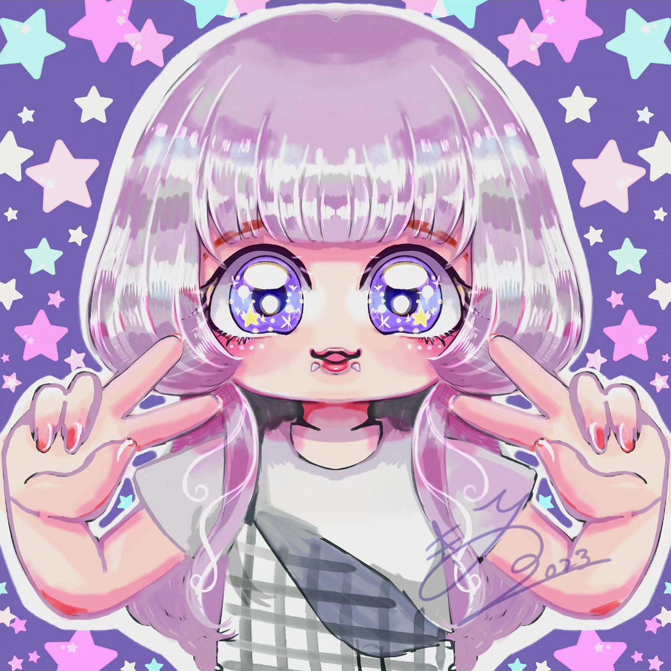 @twinkle_doll_1123 ちゃんを描きました💫
#対ﾋﾄ型ゆにこにっこ 
#似顔絵-1