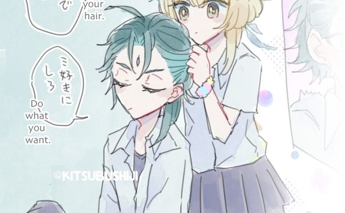 𝕩𝕚𝕒𝕠𝕝𝕦𝕞𝕚🎀High school AU

Do my hair💕 part.1

#魈蛍 #xiaolumi #lumine #xiao 
#luminegenshinimpact #xiaogenshinimpact 
#genshinimpactfanart #genshinimpact
#xiaoxlumine