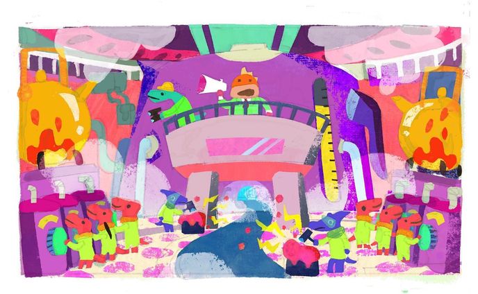 レースゲーム アトラクションのステージ用に描いたイメージボード🏎))) やかんを沸かしてエネルギーを作っている恐竜作業員たち。

Image board drawn for the stage of a racing game attraction. Energy is the theme.

.
.
.
#アトラクション #イメージボード #案 #アイデア #idea #ゲーム #世界観 #リニューアルオープン #illustration #ロシトロカ #lositoloca #企画