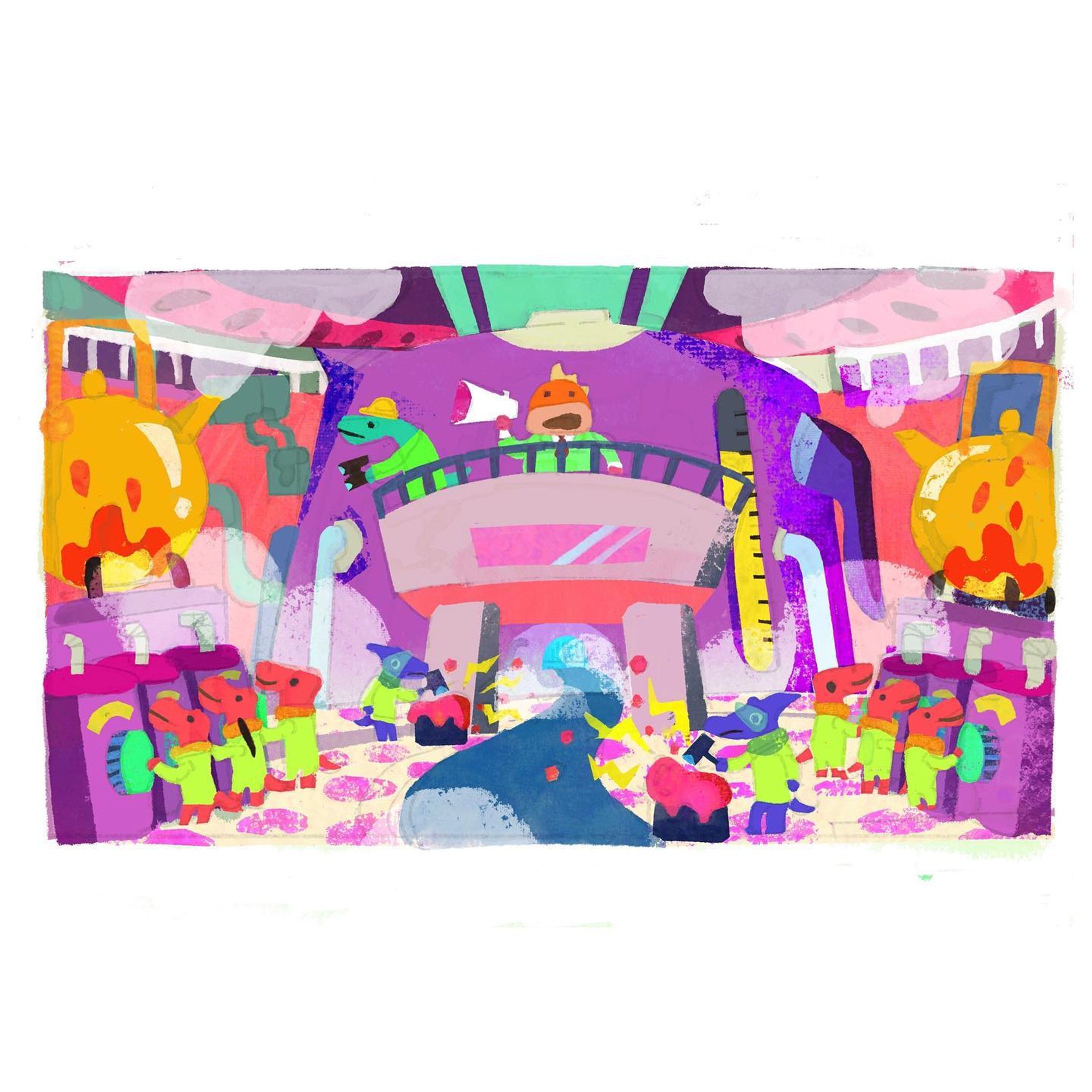 レースゲーム アトラクションのステージ用に描いたイメージボード🏎))) やかんを沸かしてエネルギーを作っている恐竜作業員たち。

Image board drawn for the stage of a racing game attraction. Energy is the theme.

.
.
.
#アトラクション #イメージボード #案 #アイデア #idea #ゲーム #世界観 #リニューアルオープン #illustration #ロシトロカ #lositoloca #企画-1