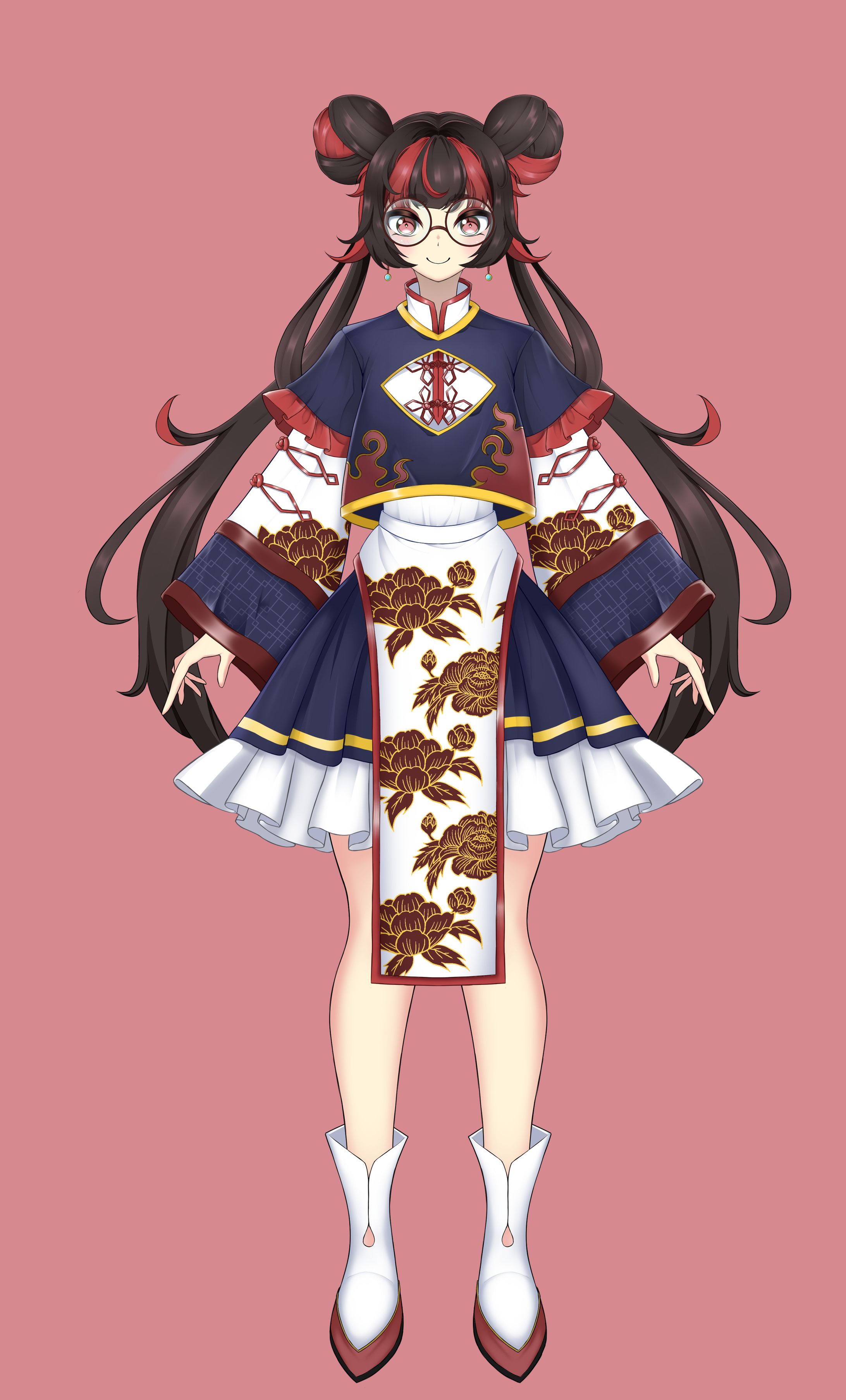 【Live2D立ち絵】お団子ツインテールの女の子-1