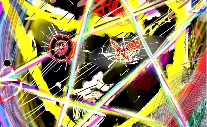 cat VS star　幻想画