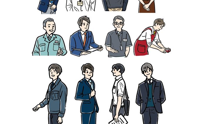 働く男性イラスト（オリジナル）