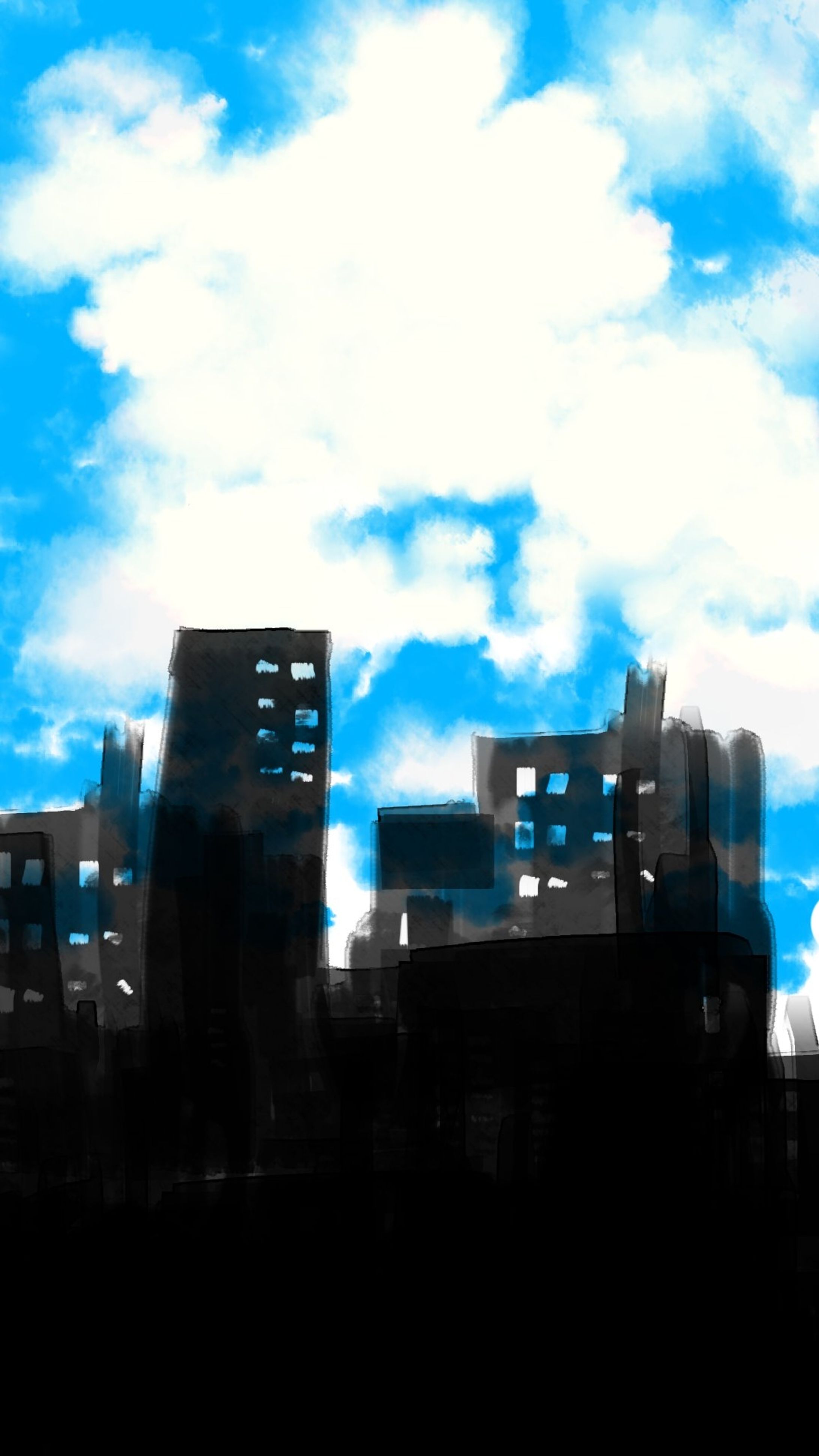 高層ビルと青い空-1