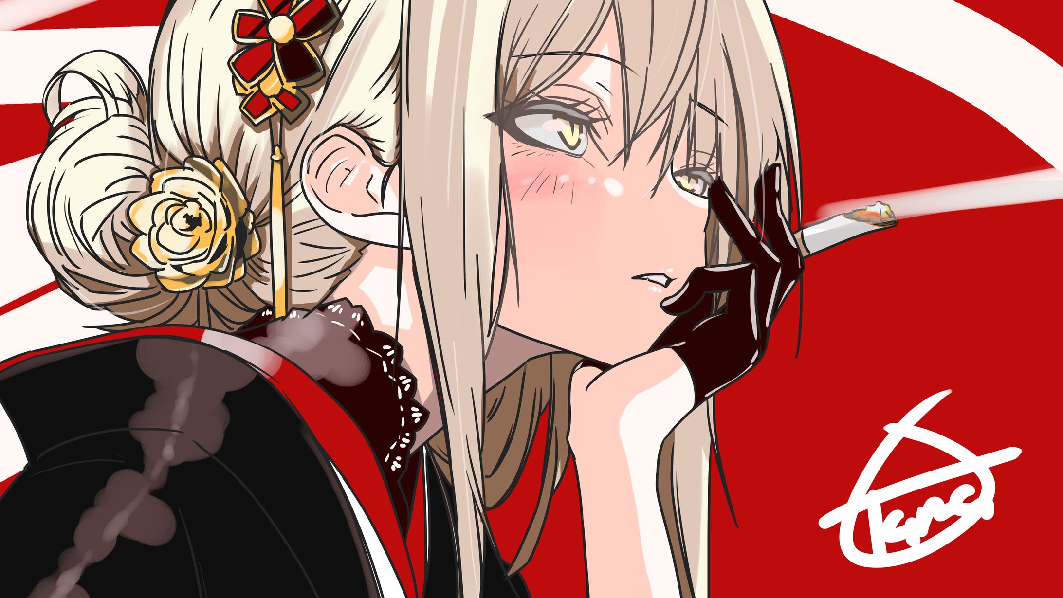 和服たばこ女子-1