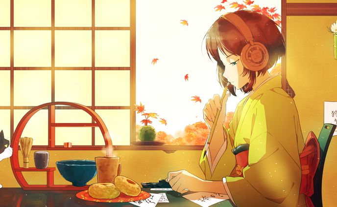chill Hiphop系アルバム「As Autumn goes by /行く秋の頃のまにまに」配信ジャケットイラスト