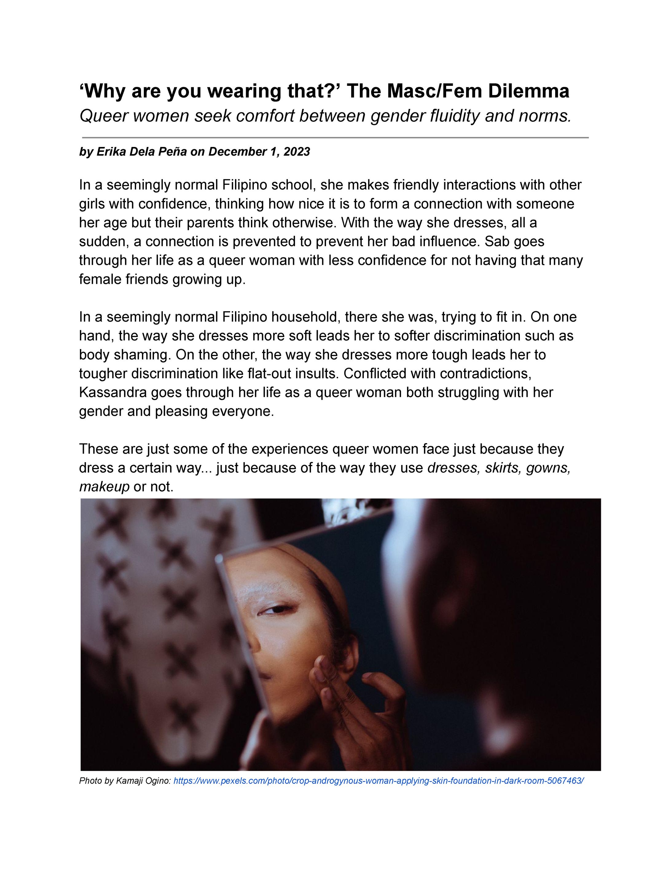 ‘Why are you wearing that?’ The Masc/Fem Dilemma-1