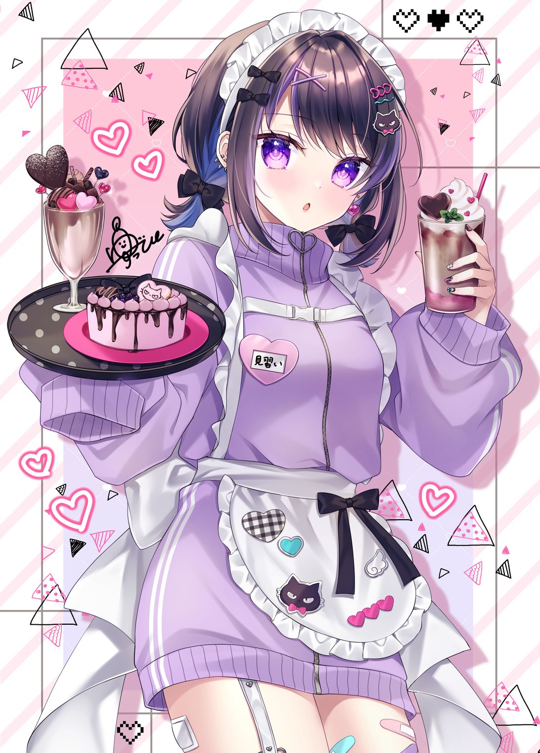 オリジナルイラスト ジャージメイドちゃん(手描き) オリジナル】ジャージメイド
