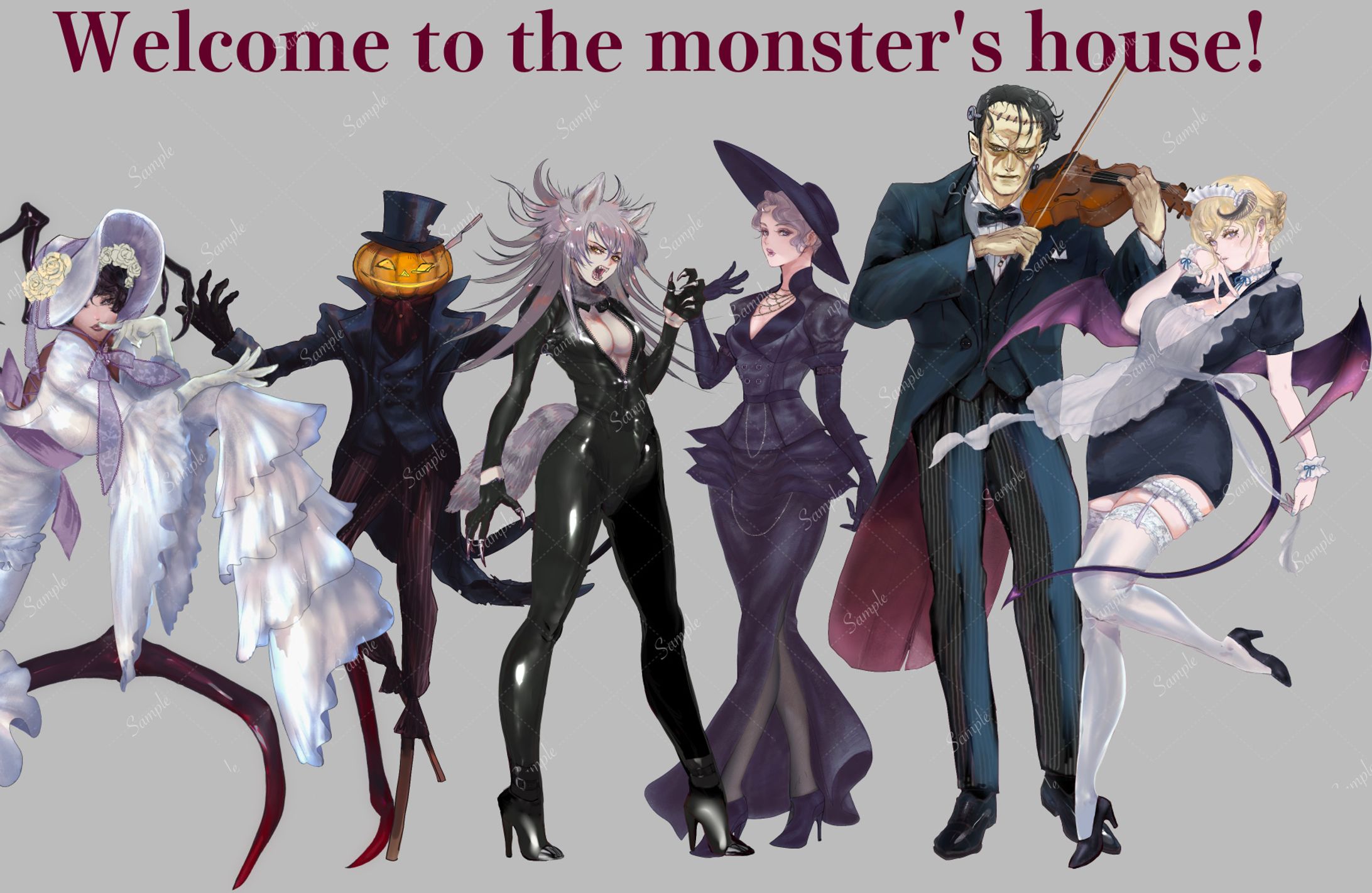 ハロウィンイメージのキャラクターたち-1