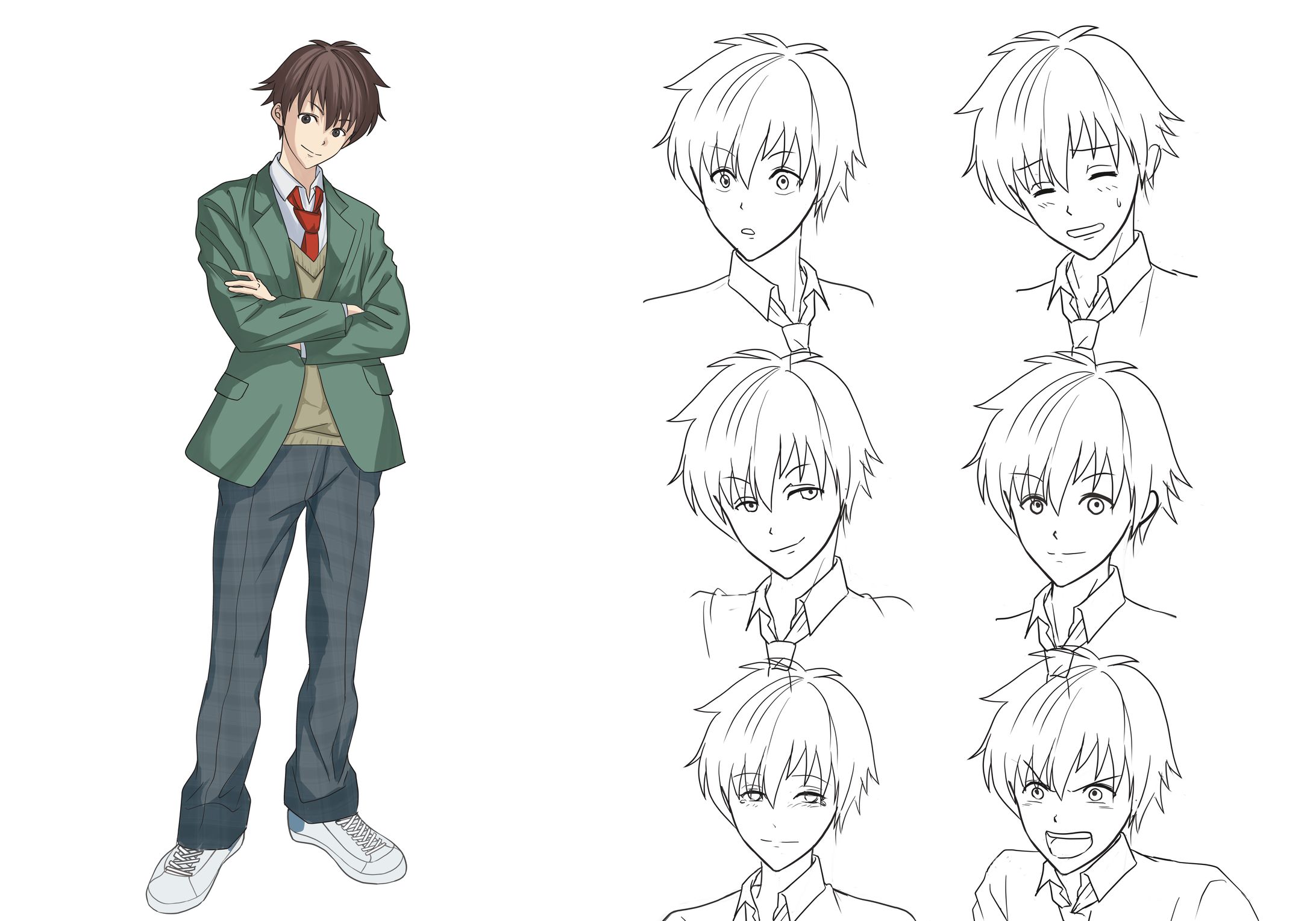 男性立ち絵制服　表情6種-1