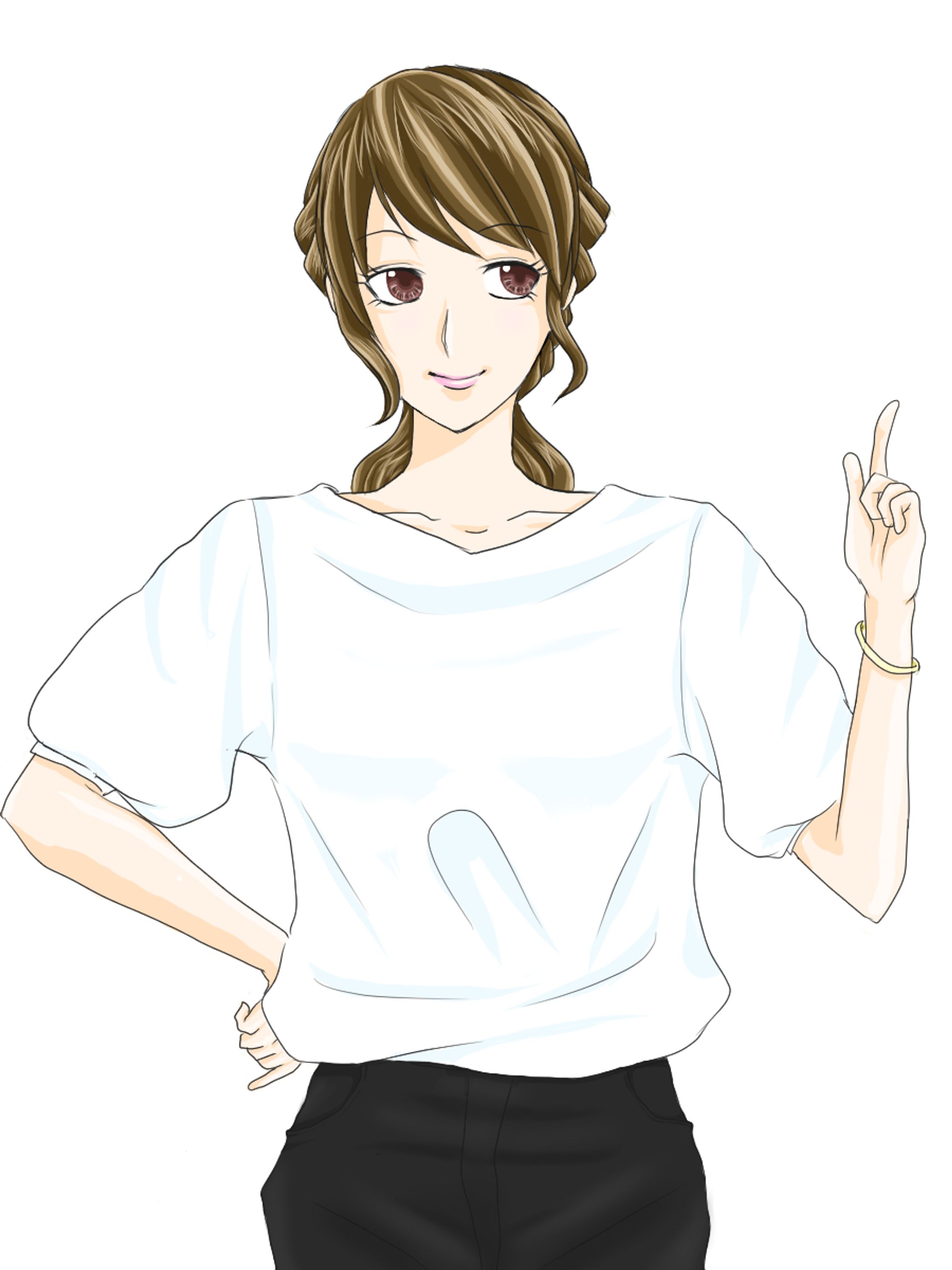 イラスト　指さし説明中女性-1