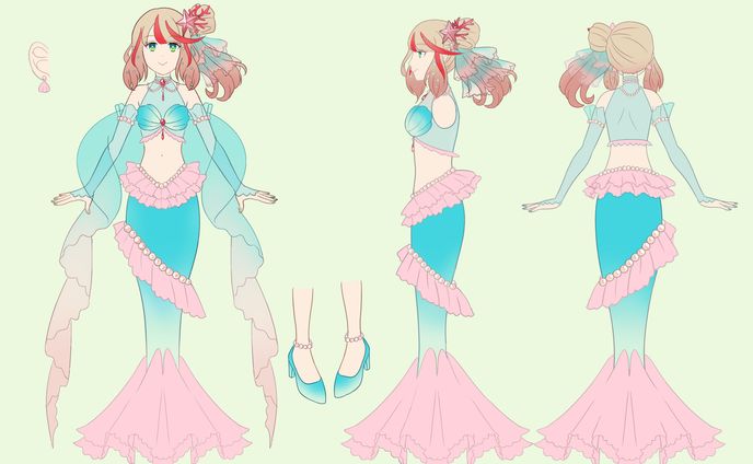 Vtuber「波波ヒカリ」の衣装デザイン