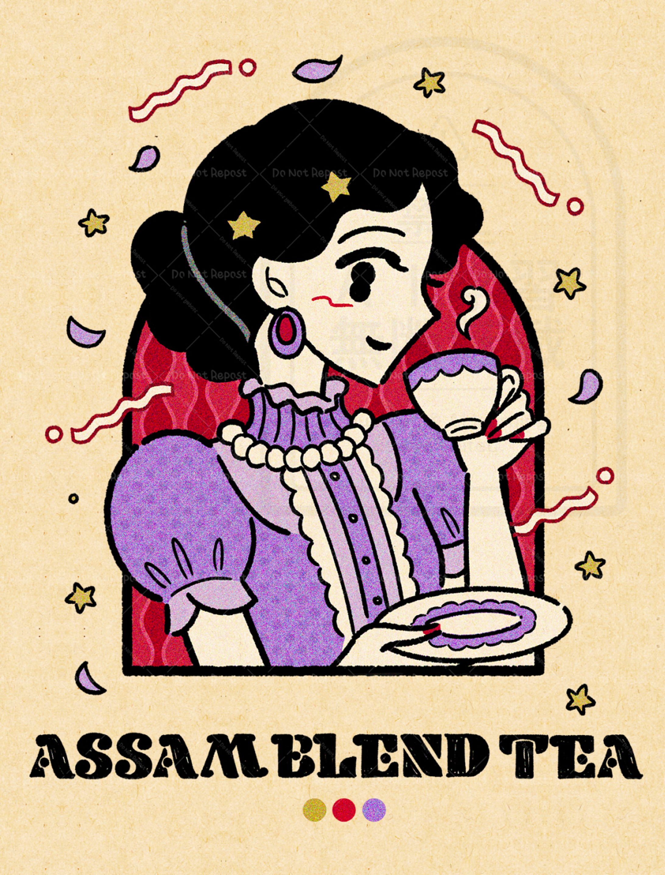 ASSAM BLEND TEA GIRL☕️🟣🔴🟡-1