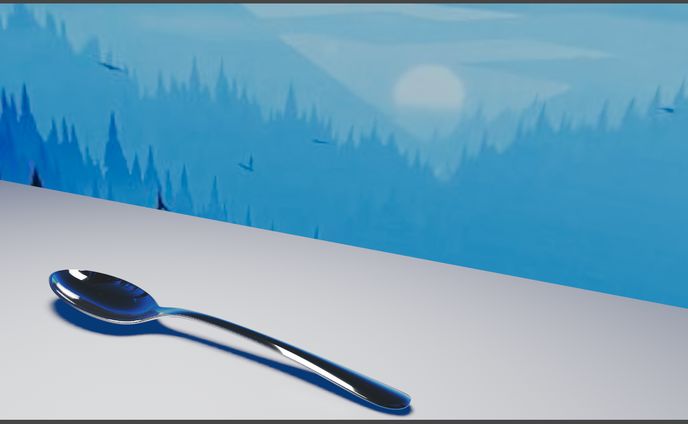 【blender】幻想的な青いスプーン