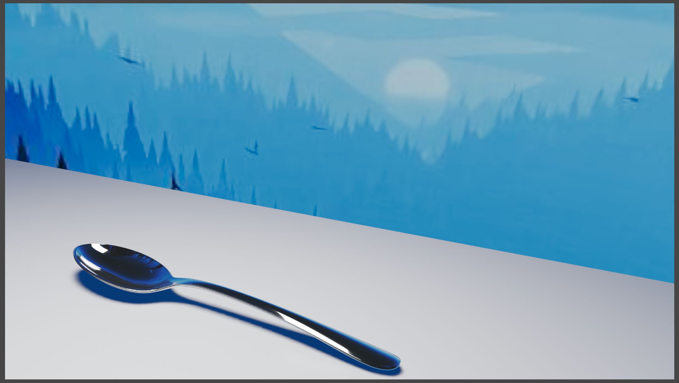 【blender】幻想的な青いスプーン-1