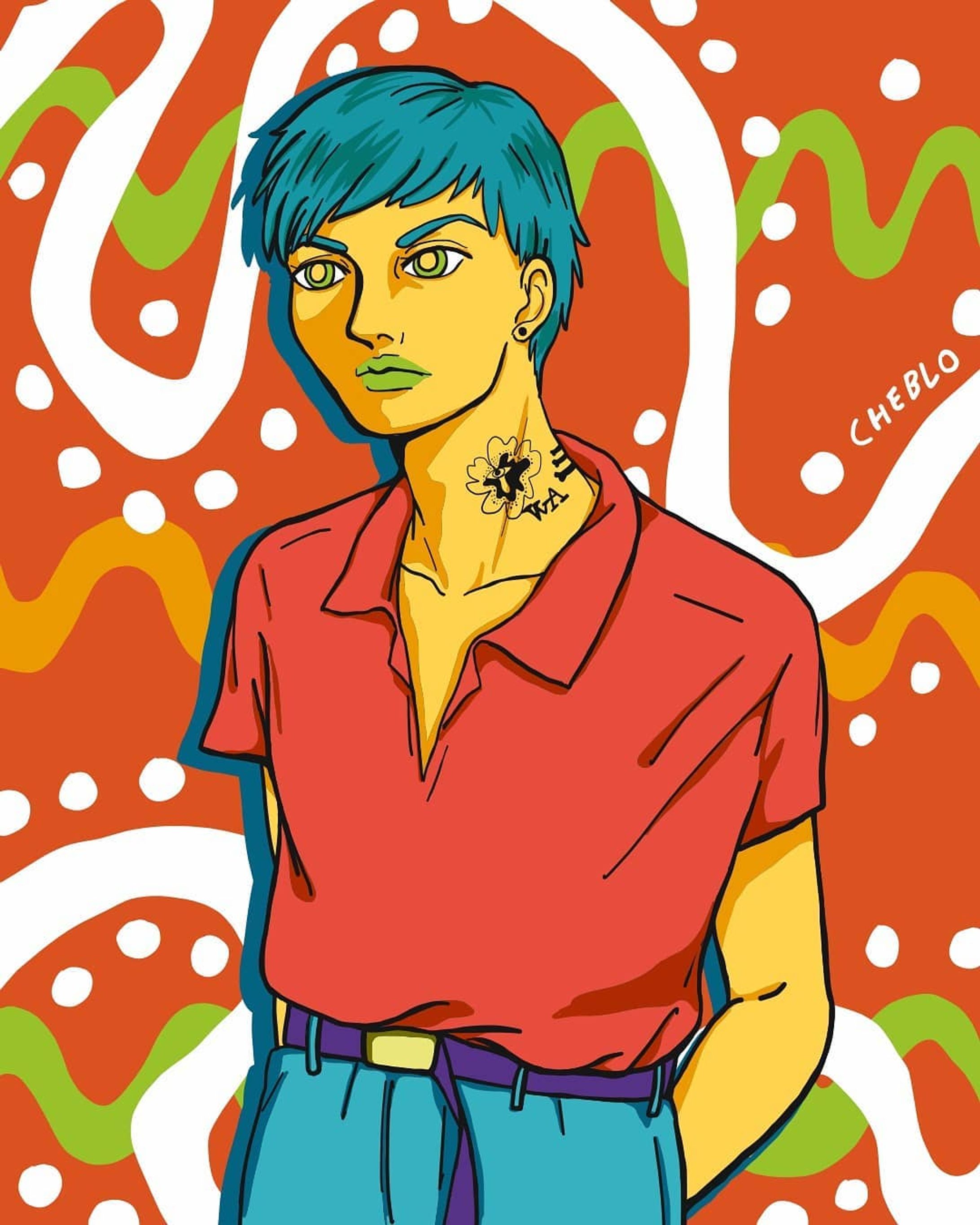 🔥⚡Todays CHEBLO⚡🔥
・
・
#イラスト#colorful #fashion#ファッション#boy#mens
#illustrator#イラストレーター#illustration#イラスト#一个例证#일러스트#絵#picture#cheblo
#art#スケッチ#sketch#idea#キャラクター#캐릭터#carattere#character#Tシャツ#bluehair#pink#purple#green#red-1