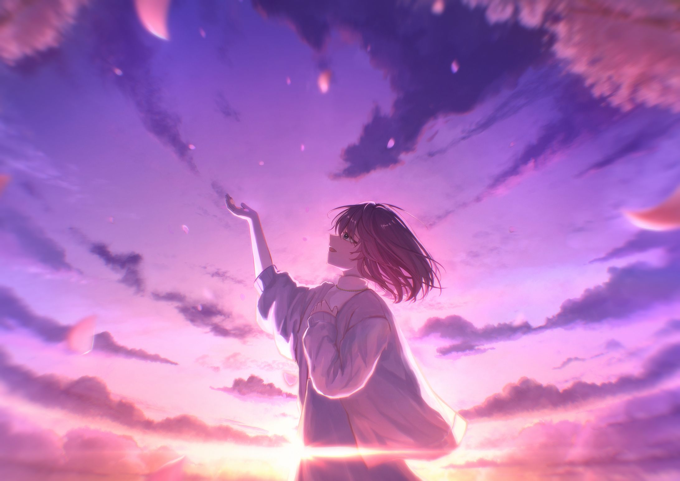 夕日と桜-1