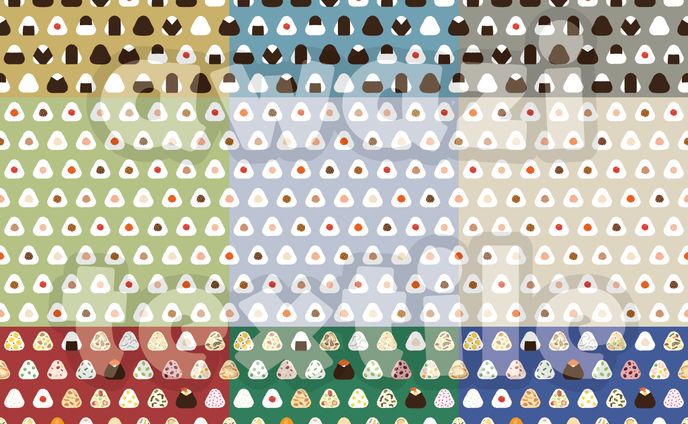 キレイに並んだ小さなおにぎり柄