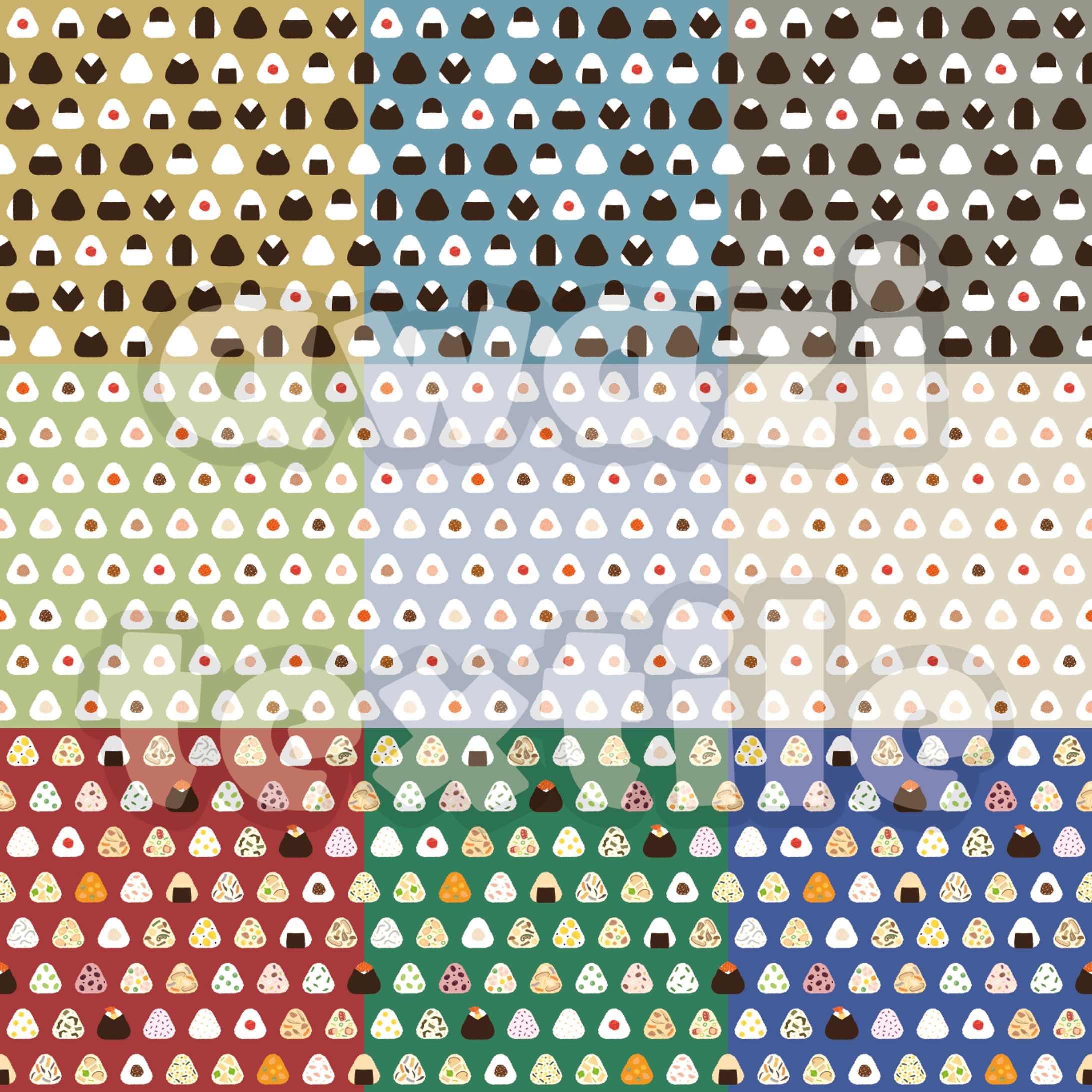 キレイに並んだ小さなおにぎり柄-1